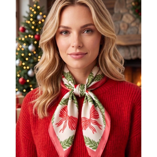 Silky Christmas Print Bandana Scarf

- Multi-Use: Scarf, Bandana, Bag Tie ETC
- Approximately 35 "L X 35 "W
- 100% Polyester