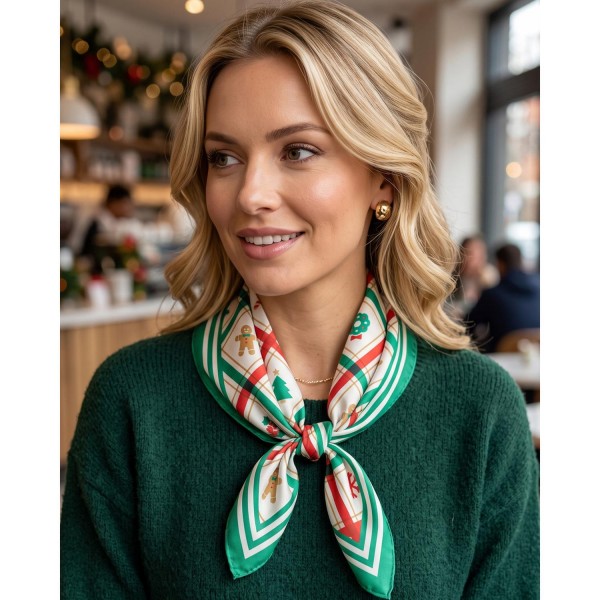 Silky Plaid Christmas Print Bandana Scarf

- Multi-Use: Scarf, Bandana, Bag Tie ETC
- Approximately 35 "L X 35 "W
- 100% Polyester