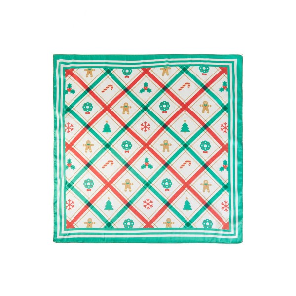 Silky Plaid Christmas Print Bandana Scarf

- Multi-Use: Scarf, Bandana, Bag Tie ETC
- Approximately 35 "L X 35 "W
- 100% Polyester