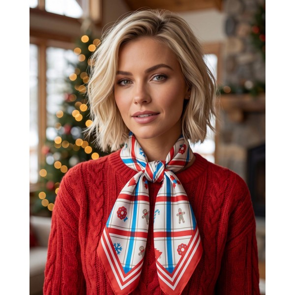Silky Plaid Christmas Print Bandana Scarf

- Multi-Use: Scarf, Bandana, Bag Tie ETC
- Approximately 35 "L X 35 "W
- 100% Polyester