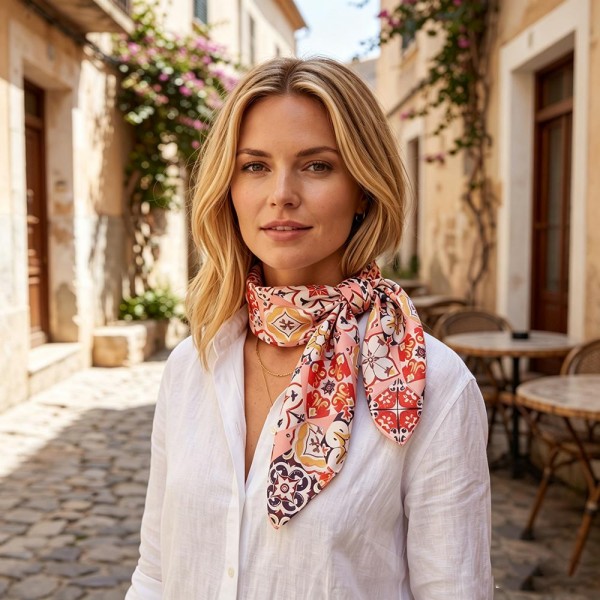 Silky Satin Square Neck Scarf with a vibrant printed design and hand-rolled style edges. This lightweight, silk-feel accessory ties effortlessly as a neckerchief, headband, hair wrap, or handbag accent for endless styling versatility. An easy add-on sale that elevates any outfit — boutique customers love grabbing these as gifts and wardrobe refreshers in every season.