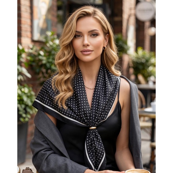 Silky Polka Dot Print Bandana Scarf

- Multi-Use: Scarf, Bandana, Bag Tie ETC
- Approximately 34"L X 34"W
- 100% Polyester