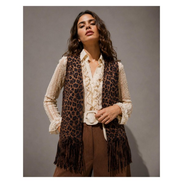 Do Everything In Love Leopard Print Fringe Vest 

- One Size Fits Most 
- 100% Polyester 