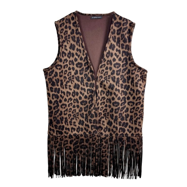 Do Everything In Love Leopard Print Fringe Vest 

- One Size Fits Most 
- 100% Polyester 