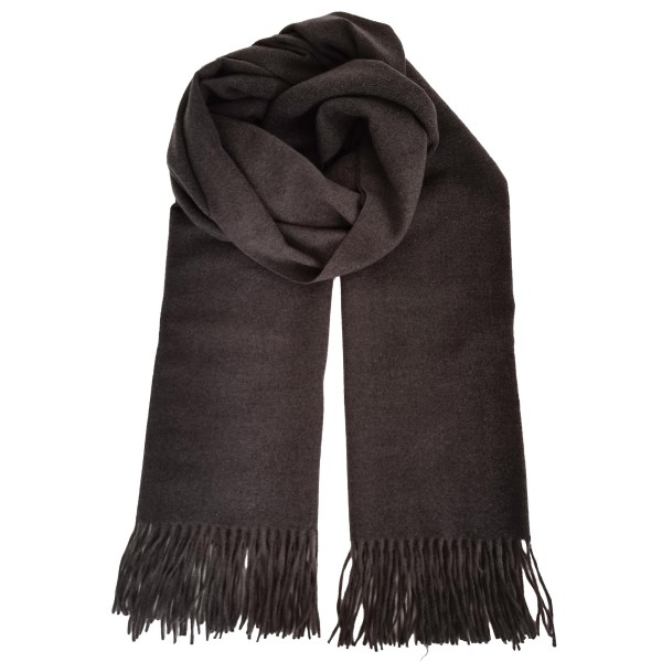 Solid Cashmere Feel Scarf in a soft, brushed blend of 83% polyester and 17% viscose. The oversized 70.9 x 27.6 inch size wraps easily around the neck or drapes over the shoulders like a shawl, finished with 3.9 inch fringe on each end. A warm, cozy layer for chilly days that pairs with coats, sweaters, and everyday outfits. Offered in a wide range of colors, this staple scarf is a must have for fall and winter displays.