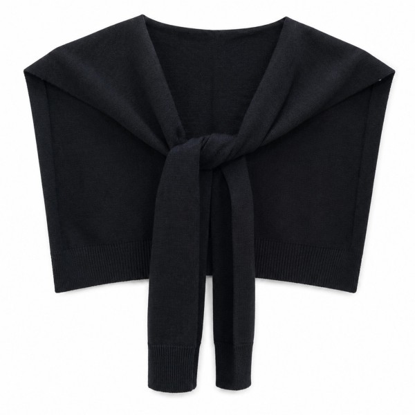 Knitted Shoulder Wrap in a soft blend of 30% cotton and 70% acrylic. Shaped to look like a sweater knotted over the shoulders, it delivers that effortless layered look in seconds. Toss it over a tee, button down, or dress for an instantly polished outfit. One size fits most, and the trend driven style makes it a standout seller for fall and winter.