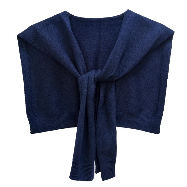 Knitted Shoulder Wrap in a soft blend of 30% cotton and 70% acrylic. Shaped to look like a sweater knotted over the shoulders, it delivers that effortless layered look in seconds. Toss it over a tee, button down, or dress for an instantly polished outfit. One size fits most, and the trend driven style makes it a standout seller for fall and winter.