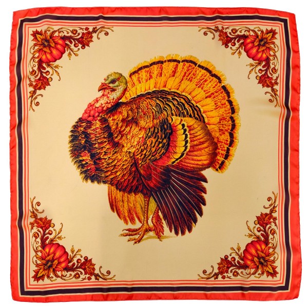 Do Everything In Love Silky Turkey Print Bandana Scarf

- Multi-Use: Scarf, Bandana, Bag Tie ETC
- Approximately 27.5" L X 27.5" W
- 100% Polyester