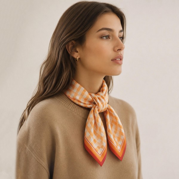 Do Everything In Love Silky Plaid Print Bandana Scarf

- Multi-Use: Scarf, Bandana, Bag Tie ETC
- Approximately 27.5" L X 27.5" W
- 100% Polyester