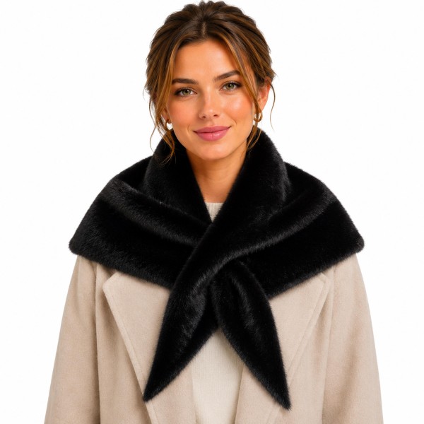 Plush Faux Fur Scarf with a dense, velvety pile and a wide, cozy shape that crosses neatly at the front of the neckline. It adds instant warmth and texture over wool coats, sweaters, and jackets without the bulk of a long wrap. A polished cold weather layer for work, holiday events, and weekend outings. Faux fur neck scarves are a top winter seller and an easy gift that customers come back for all season.