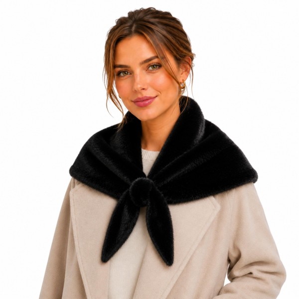 Plush Faux Fur Scarf with a dense, velvety pile and a wide, cozy shape that crosses neatly at the front of the neckline. It adds instant warmth and texture over wool coats, sweaters, and jackets without the bulk of a long wrap. A polished cold weather layer for work, holiday events, and weekend outings. Faux fur neck scarves are a top winter seller and an easy gift that customers come back for all season.