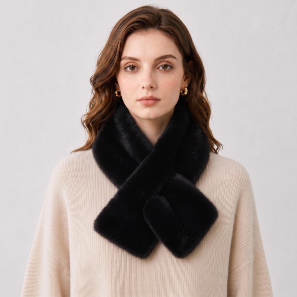 Faux Fur Pull Through Scarf with a soft, velvety pile and a keyhole loop that holds it neatly in place without knots. The cropped length sits close to the neck for warmth without bulk under coats and jackets. Plush, cozy, and easy to style for commutes, school pickup, and cold weather outings. Keyhole fur scarves are a winter bestseller and a natural gift from fall straight through the holidays.