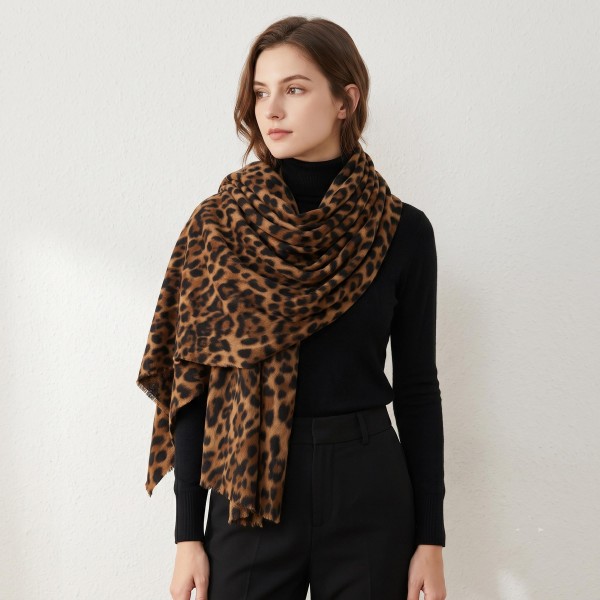 Leopard Print Oblong Scarf in a soft, brushed fabric with a generous length that wraps, loops, or drapes easily over the shoulders. The classic animal print adds instant polish to sweaters, coats, and simple fall basics. A versatile layering piece for work, weekends, and holiday gatherings. Leopard continues to be one of the season's strongest trends, and at this price point it is an easy add on that turns quickly.