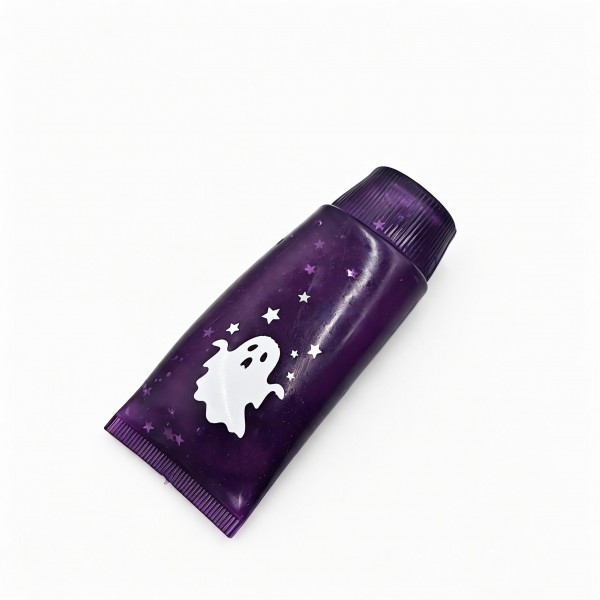 Ghost squeeze tube filled with a soft stretchy gel that shifts from end to end as you knead it. The printed tube styling reads like a novelty bath product, which makes it a fun double take on a shelf. A quiet fidget that fits in a pocket, a pencil case, or a treat bag. An easy Halloween impulse pick that works well in a jar at the register.