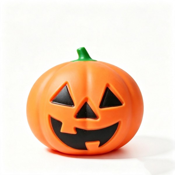 Jack-o-lantern squishy in a solid molded finish with a carved grin and a green stem. The slow-rise body squeezes flat and springs back for a simple, satisfying stress-relief fidget that kids and adults both reach for. A clean, classic Halloween shape that merchandises well loose in a bowl or basket at the counter. Priced as an easy impulse add-on for October displays and treat bags.