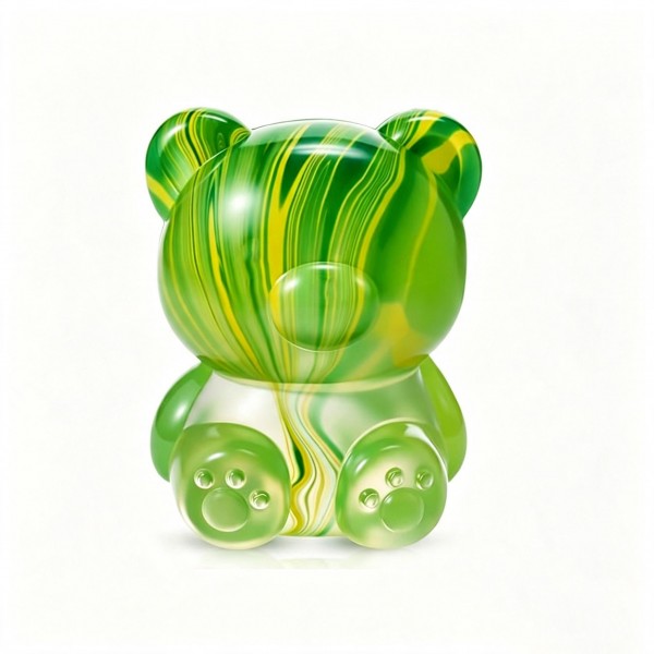 Oversized gummy bear squishy in a translucent marbled swirl finish, with a soft slow-rise body that squeezes flat and springs back. The candy-inspired shape and glossy swirl give a bowl display instant visual pull from across the store. A crossover fidget that sells to kids, teens, and adults alike, not just the toy shopper. Priced as an easy impulse add-on and an easy multiple at the register.