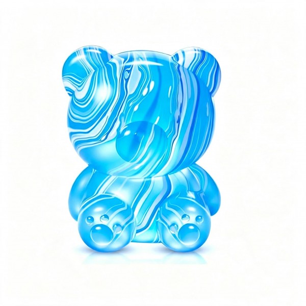 Oversized gummy bear squishy in a translucent marbled swirl finish, with a soft slow-rise body that squeezes flat and springs back. The candy-inspired shape and glossy swirl give a bowl display instant visual pull from across the store. A crossover fidget that sells to kids, teens, and adults alike, not just the toy shopper. Priced as an easy impulse add-on and an easy multiple at the register.