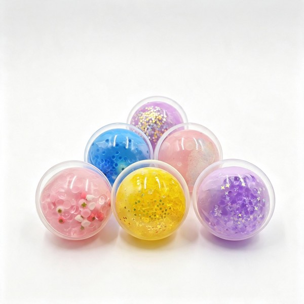 Bead filled squeeze ball packed inside a clear fillable ornament, so it works as a gift, an ornament, and a fidget all at once. The stretchy skin holds a soft bead core that shifts and crunches under your fingers. A satisfying stress reliever for desks, backpacks, and travel bags. Ornament packaging makes it a natural for holiday trees, gift toppers, and seasonal displays.