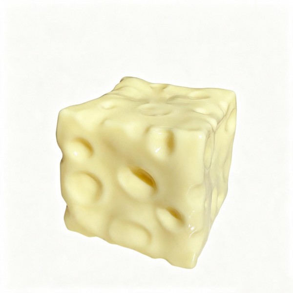 Cheese cube squishy molded with deep dimpled holes and a matte finish that reads like a real block off the board. The dense foam takes a firm squeeze and eases back into a clean cube. A quirky desk toy for food lovers and a fun addition to kitchen themed gifting. Realistic food squishies get picked up on sight, which is exactly what a counter display needs.