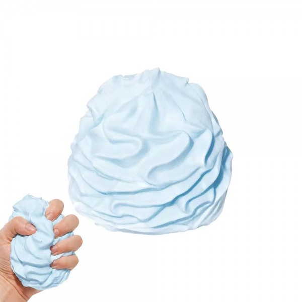 Oversized whipped cream swirl squishy molded as a tall piped dollop with soft ridged detail. Slow rise foam sinks under a squeeze and springs back to shape, giving that satisfying stress relief kids and adults both chase. A counter impulse toy for boutiques stocking birthday favors, classroom rewards, sensory bins, and stocking stuffers. Dessert squishies photograph well on a display riser and reorder as fast as they ring up.