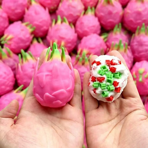 Realistic food squishy molded and painted to look like the real thing, down to the surface texture. Slow rise foam compresses under a squeeze and slowly returns to shape for repeat fidgeting. A counter impulse toy for boutiques stocking birthday favors, classroom rewards, sensory bins, and stocking stuffers. Food squishies are the piece customers pick up on the way to the register and buy without thinking.
