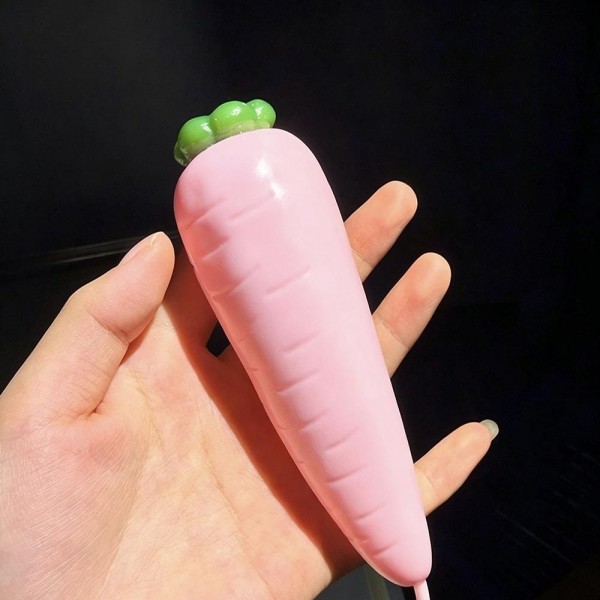 Carrot squishy molded with ridged root detail and a leafy top, stretched long so it fills the hand. The soft body squeezes down the length and rebounds slowly for a satisfying reset. A garden themed desk toy that works for spring displays, Easter baskets, and everyday gifting. Long form squishies like this stand out in a bin and invite a second look.