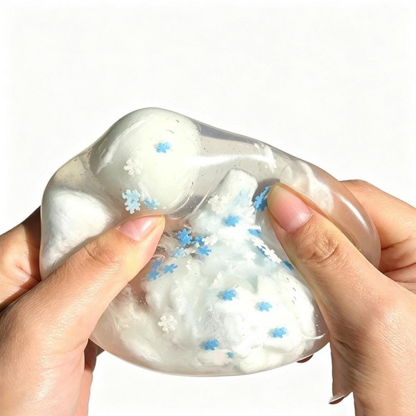 Clear squeeze ball with a stretchy transparent skin and soft shapes suspended inside that shift and separate as you press. Big enough to fill a palm and satisfying to knead with both hands. A calming sensory toy for desks, therapy kits, and quiet time at home. The see through build is a natural demo piece, which is why it moves so well on an open display.