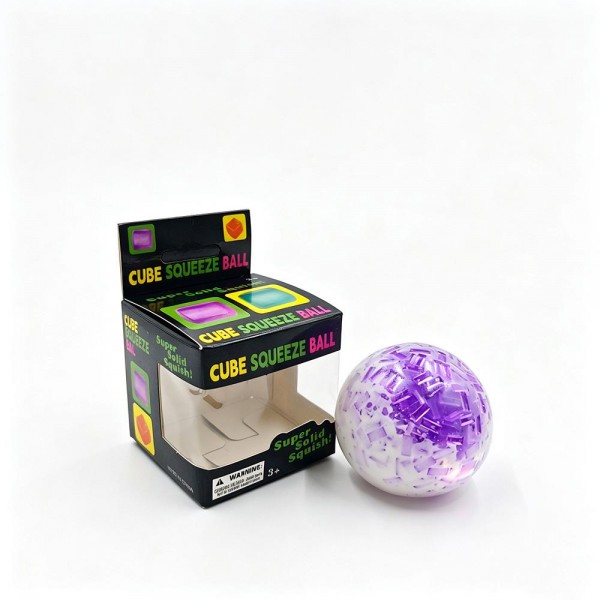 Bead filled squeeze ball with a stretchy outer skin and hundreds of tiny beads that shift and bulge under a grip. Squeeze it into a cube and watch it round itself back out, over and over, without losing its bounce. Packed in a printed display box, it works for classroom rewards, sensory bins, desk toys, and stocking stuffers. Squeeze balls are the piece customers cannot put down once they touch it, and they ring up on impulse every time.