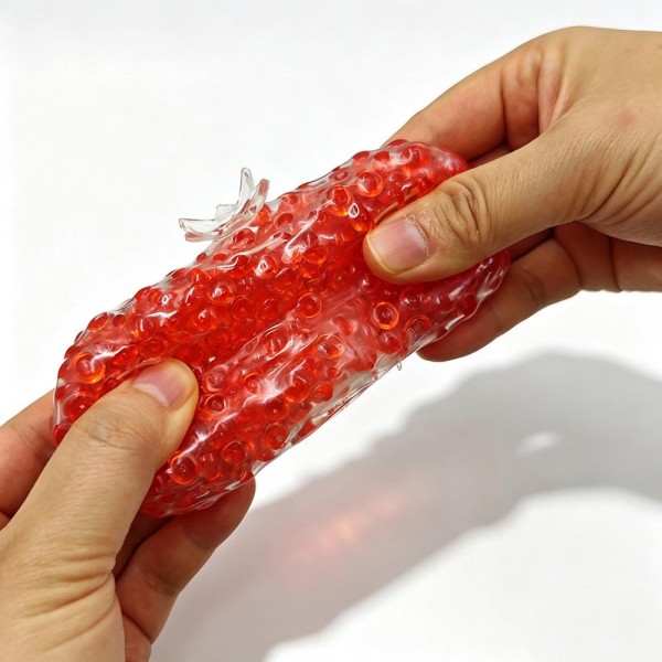 Bead filled squeeze ball with a stretchy outer skin and hundreds of tiny beads that shift and bulge under a grip. Press it flat and it slowly rounds itself back out, over and over, without losing its bounce. A counter impulse toy for boutiques stocking classroom rewards, sensory bins, desk toys, and stocking stuffers. Squeeze balls are the piece customers cannot put down once they touch it.