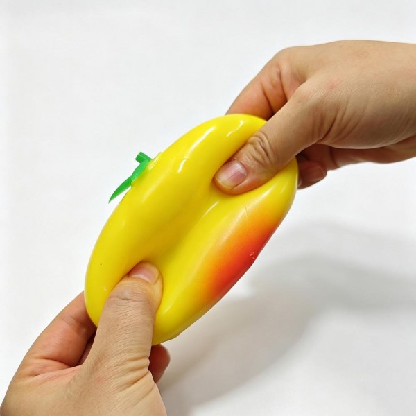 Peach squishy with a soft blush finish, a rounded cleft, and a slow rise squeeze that eases back into shape. Sized to sit comfortably in the palm for fidgeting during calls, homework, or a long drive. A sweet, giftable stress reliever for teens, teachers, and anyone who keeps a desk toy handy. Fruit squishies are consistent impulse performers at the register.