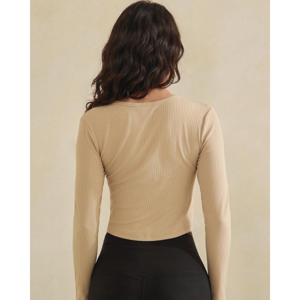 Ribbed Long Sleeve Cropped Fitted Top (6-Pack)

- Round Neckline
- Soft & Breathable 
- 95% Viscose 5% Spandex 