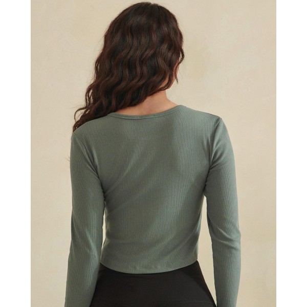 Ribbed Long Sleeve Cropped Fitted Top (6-Pack)

- Round Neckline
- Soft & Breathable 
- 95% Viscose 5% Spandex 