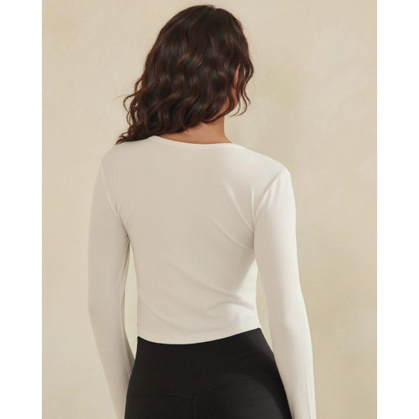 Ribbed Long Sleeve Cropped Fitted Top (6-Pack)

- Round Neckline
- Soft & Breathable 
- 95% Viscose 5% Spandex 