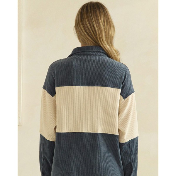 Color Block Corduroy Shacket (6-Pack)

- Relaxed-Fit 
- Dual Chest Flap Pockets 
- Straight Hem 
- Soft & Breathable 
- 98% Polyester 2% Spandex 