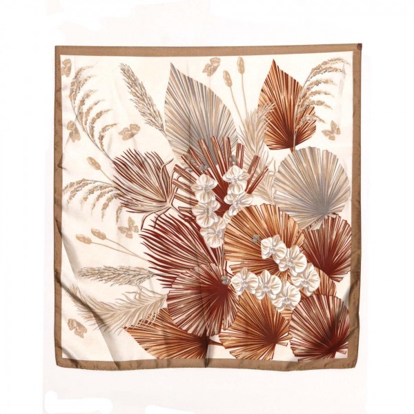 Floral & Fanned Pom Print Bandana Scarf

- Multi-Use: Scarf, Bandana, Bag Tie ETC
- Approximately 27.5" L X 27.5" W
- 100% Polyester