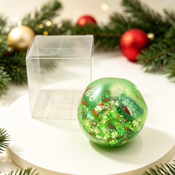 Christmas Charm Squishy Stress Ball

Christmas Charm Squishy Stress Ball with a clear, stretchy shell packed with holiday surprises inside. Each style has its own festive fill, from sparkly glitter beads and candy sprinkles to a snow globe style flurry or a smooth, dough like center, all mixed with peppermints, snowflakes, and charms like Santa, gingerbread men, a snowman, and reindeer. Squeeze it to feel the filling shift and press against your palm, then watch it pop back round. A colorful stocking stuffer that looks great piled in a bowl by the register.

- Every style has a different holiday fill