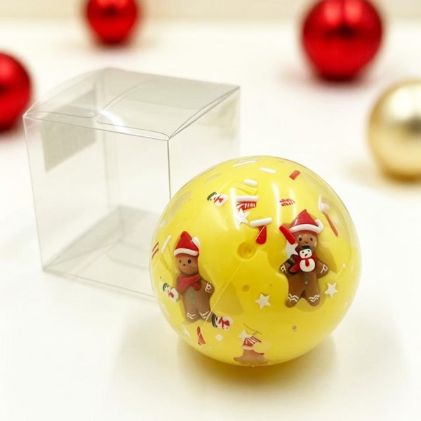 Christmas Charm Squishy Stress Ball

Christmas Charm Squishy Stress Ball with a clear, stretchy shell packed with holiday surprises inside. Each style has its own festive fill, from sparkly glitter beads and candy sprinkles to a snow globe style flurry or a smooth, dough like center, all mixed with peppermints, snowflakes, and charms like Santa, gingerbread men, a snowman, and reindeer. Squeeze it to feel the filling shift and press against your palm, then watch it pop back round. A colorful stocking stuffer that looks great piled in a bowl by the register.

- Every style has a different holiday fill