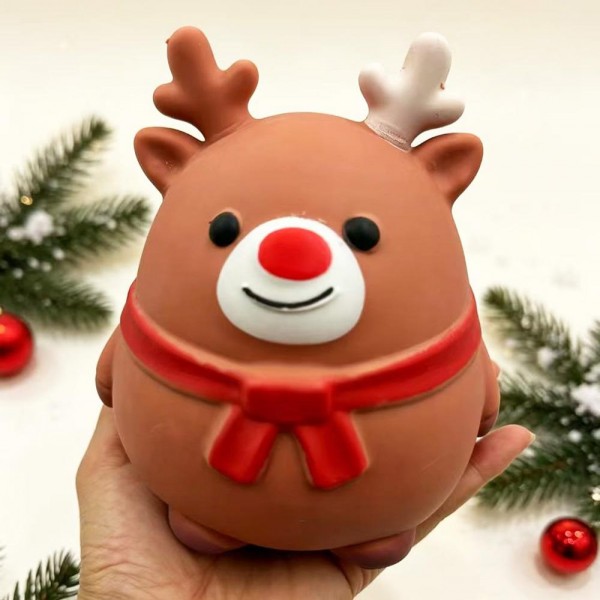 Christmas Character Squishy Toy in Gift Box

Christmas Character Squishy Toy available as Santa Claus, a snowman in a knit hat and scarf, or a reindeer with a shiny nose, each with a big, rounded body and a cheerful sculpted face. The smooth, glossy skin has a soft, rubbery feel, and the plump body squishes deep under your palm before bouncing right back into shape. Every piece comes in a clear holiday print gift box, so it is ready to wrap, gift, or display. A cheerful holiday squishy that makes a great centerpiece for any Christmas toy table.

- Packaged in a clear holiday print gift box