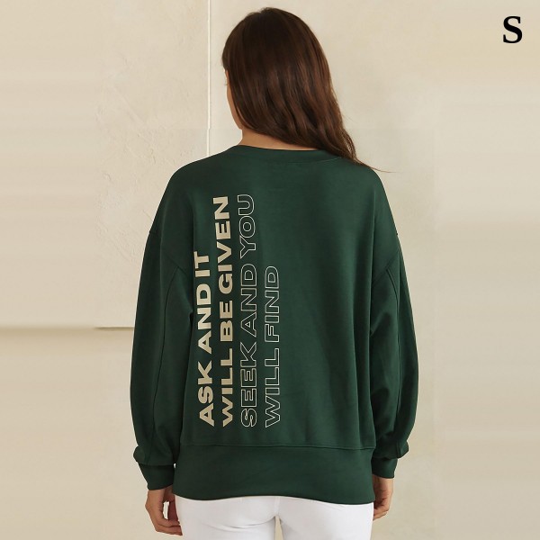 Faith Graphic Sweatshirt with a bold vertical back print that reads Ask and It Will Be Given, Seek and You Will Find, inspired by Matthew 7:7. This relaxed crewneck has dropped shoulders and ribbed cuffs and hem for a soft, cozy everyday fit. A meaningful pick for church, youth group, retreats, and Christmas gifting. Scripture sweatshirts are a steady bestseller, and this design comes in both regular and plus sizes so every customer can find her fit.