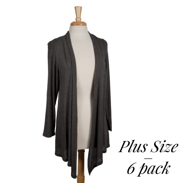 Wholesale charcoal plus long sleeve cardigan rayon spandex Sold packs six two tw