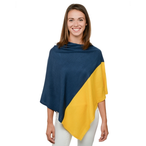 Wholesale navy blue yellow poncho game day acrylic One fits most