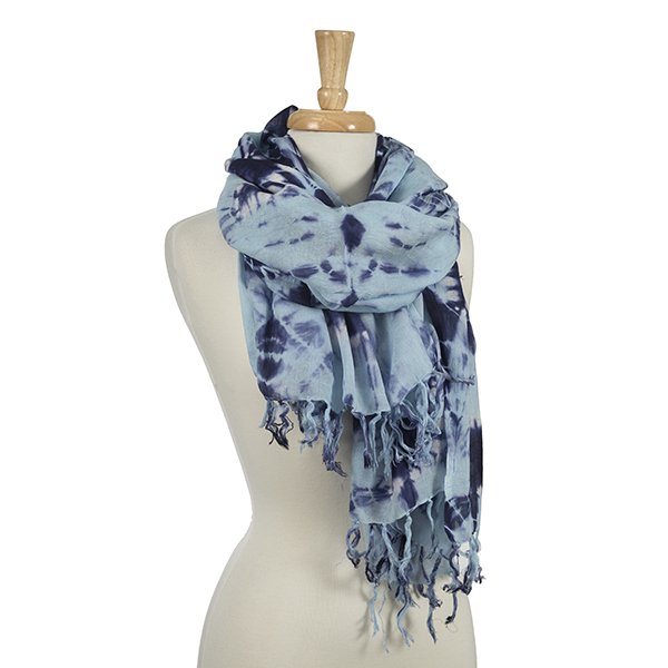 Wholesale navy blue light blue tie dye scarf viscose