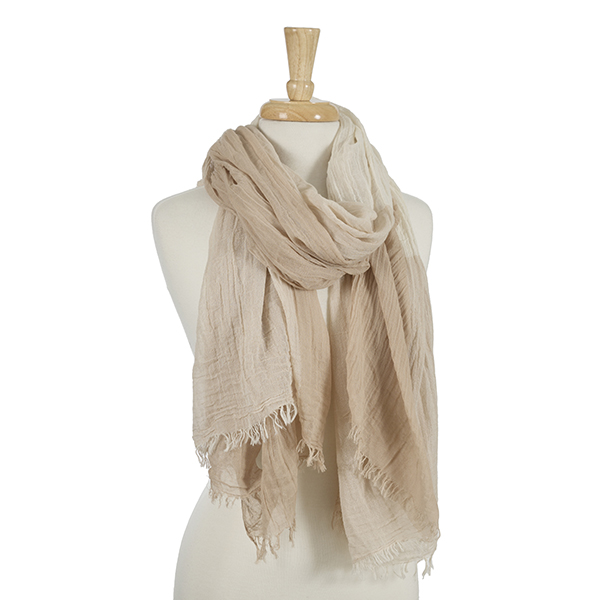 Wholesale beige ivory open scarf frayed edges viscose cotton