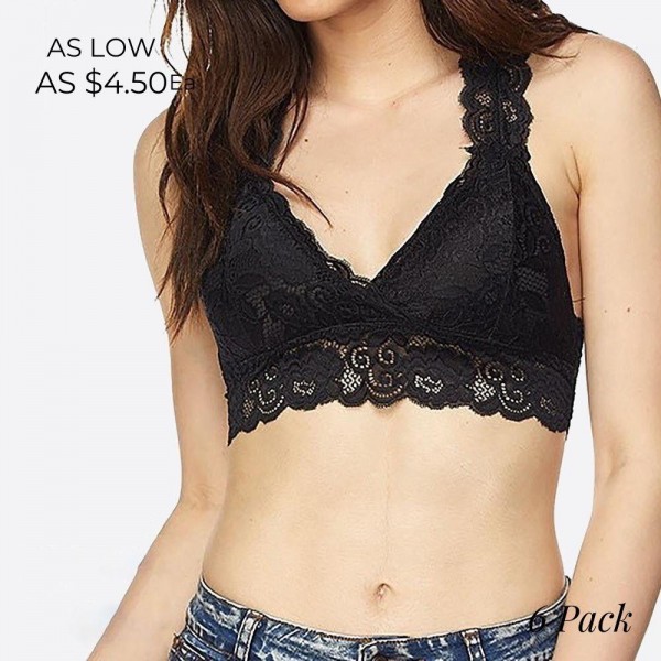 Wholesale women s Padded Lace Bralette pack Padded Floral Lace Racerback Back Br