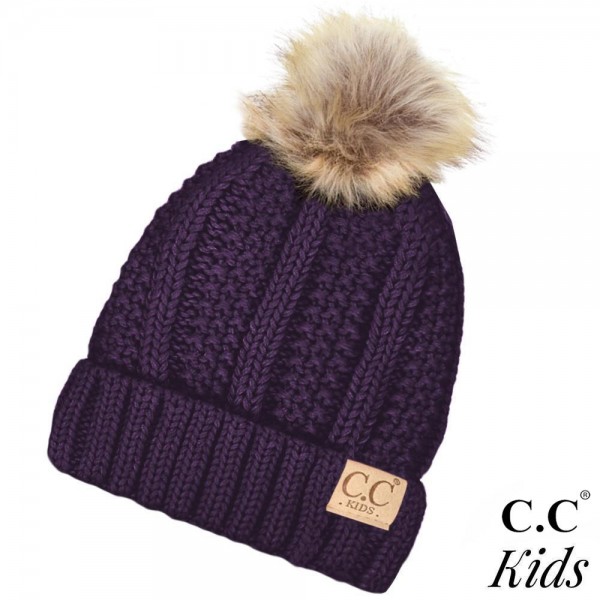 C.C KIDS-820
Kids Fur Lined Chunky Knit Faux Fur Pom Beanie

- 100% Acrylic
- One size fits most Kids (5-11)