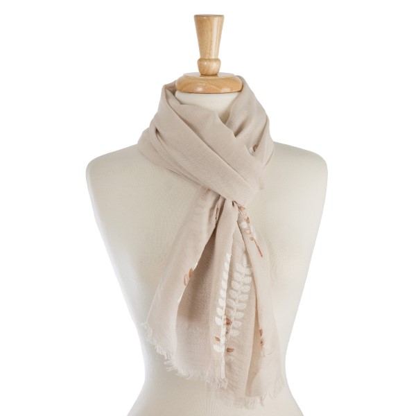Wholesale lightweight open scarf embroidery along bottom polyester viscose