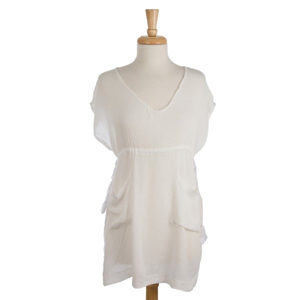 Wholesale short sleeve lightweight top light front two pockets viscose One