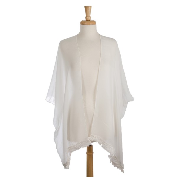 Wholesale lightweight kimono cutouts down center back polyester viscose One fits