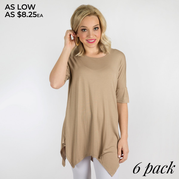 Wholesale modal Line Sharkbite Hem Piko Sleeve Tunic Top top must have period Br