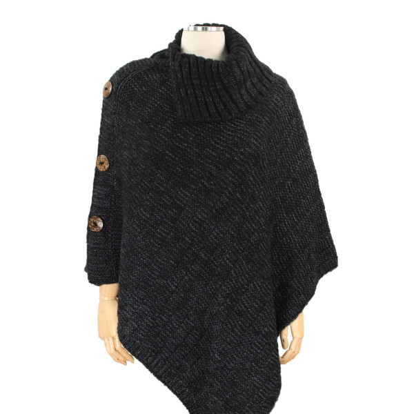 Wholesale coconut button deco cape poncho acrylic One fits most
